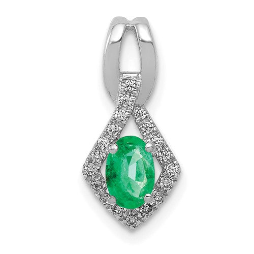 14k-white-gold-fancy-diamond-and-oval-emerald-pendant-SolomonJeweler-Wichita-KS-CustomJewelry