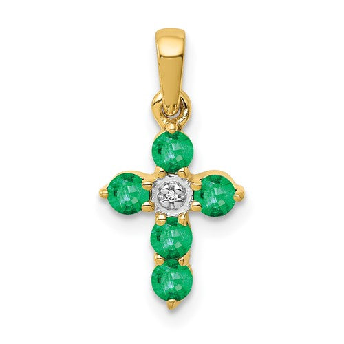 14k-emerald-and-diamond-cross-pendant-SolomonJeweler-Wichita-KS-CustomJewelry