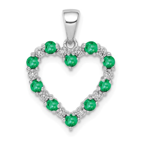 14k-white-gold-diamond-and-emerald-heart-pendant-SolomonJeweler-Wichita-KS-CustomJewelry