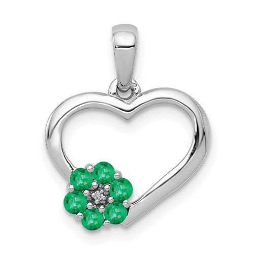 14k-white-gold-diamond-and-emerald-heart-and-flower-pendant-SolomonJeweler-Wichita-KS-CustomJewelry