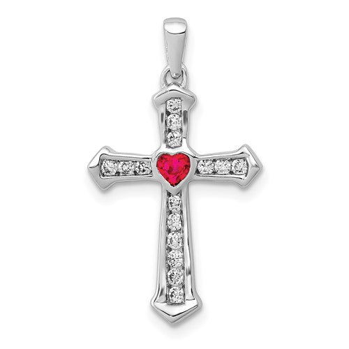 14k-white-gold-ruby-and-diamond-heart-cross-pendant-SolomonJeweler-Wichita-KS-CustomJewelry