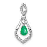 14k-white-gold-diamond-and-teardrop-emerald-dangle-pendant-SolomonJeweler-Wichita-KS-CustomJewelry