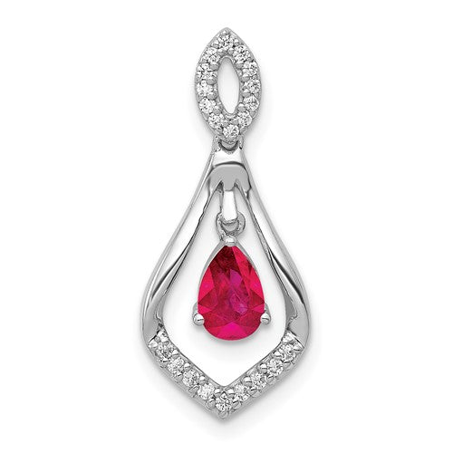 14k-white-gold-diamond-and-ruby-teardrop-dangle-pendant-SolomonJeweler-Wichita-KS-CustomJewelry