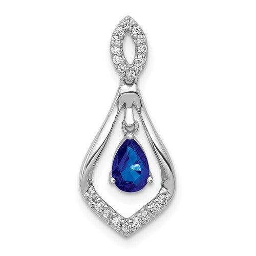 14k-white-gold-diamond-and-sapphire-teardrop-dangle-pendant-SolomonJeweler-Wichita-KS-CustomJewelry