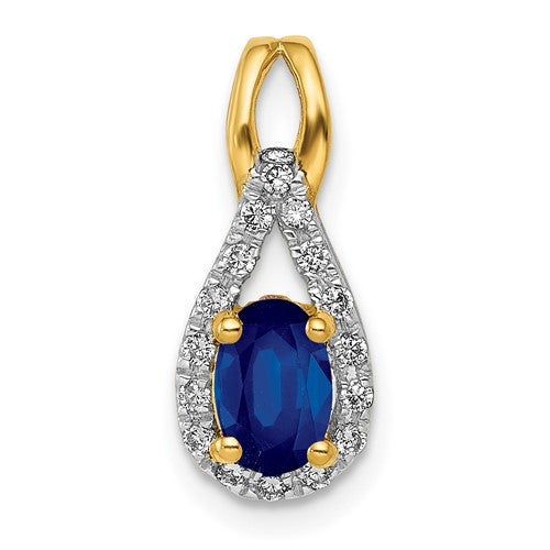 14k-diamond-and-sapphire-teardrop-halo-pendant-SolomonJeweler-Wichita-KS-CustomJewelry