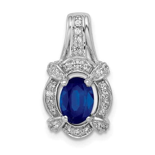 14k-white-gold-diamond-and-sapphire-fancy-oval-pendant-SolomonJeweler-Wichita-KS-CustomJewelry