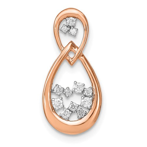 14k-rose-gold-polished-diamond-double-teardrop-chain-slide-SolomonJeweler-Wichita-KS-CustomJewelry