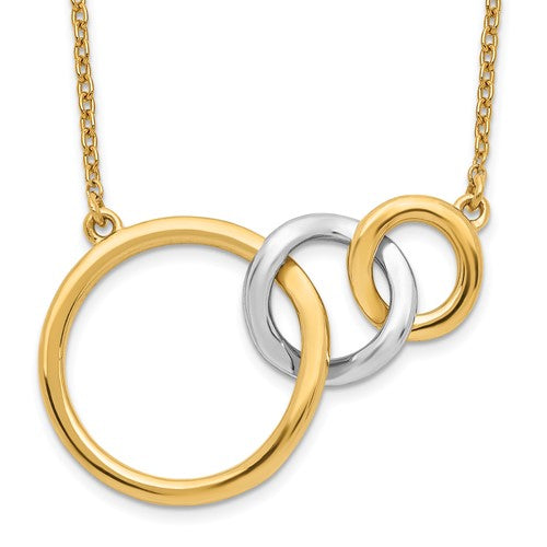14k-two-tone-polished-triple-circle-18in-necklace-SolomonJeweler-Wichita-KS-CustomJewelry