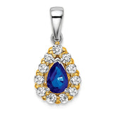 14k-two-tone-pear-sapphire-and-diamond-halo-pendant-SolomonJeweler-Wichita-KS-CustomJewelry