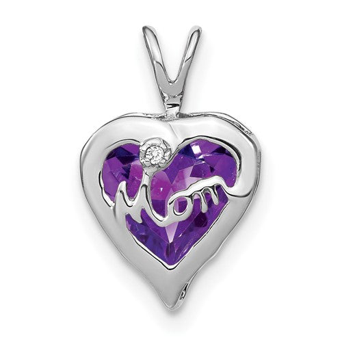 14k-white-gold-amethyst-and-diamond-mom-heart-pendant-SolomonJeweler-Wichita-KS-CustomJewelry