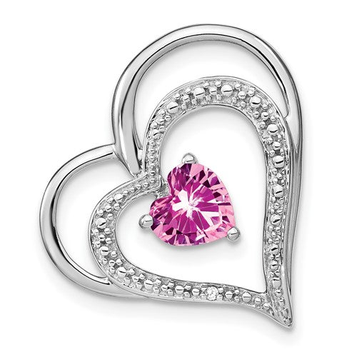14k-white-gold-created-pink-sapphire-diamond-heart-chain-slide-SolomonJeweler-Wichita-KS-CustomJewelry