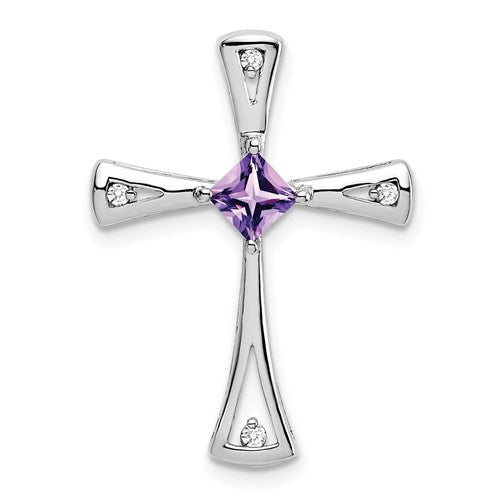 14k-white-gold-amethyst-and-diamond-cross-chain-slide-SolomonJeweler-Wichita-KS-CustomJewelry