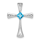14k-white-gold-blue-topaz-and-diamond-cross-chain-slide-SolomonJeweler-Wichita-KS-CustomJewelry