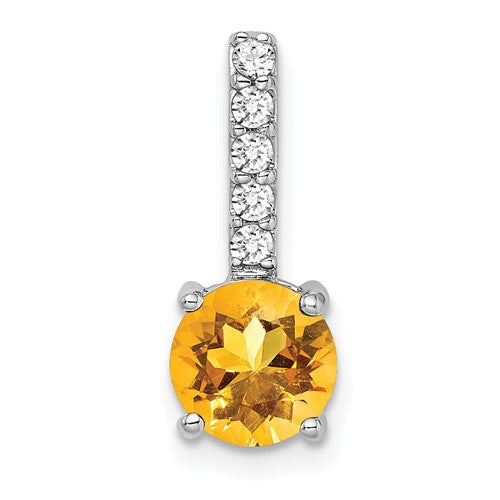 14k-white-gold-round-citrine-and-diamond-pendant-SolomonJeweler-Wichita-KS-CustomJewelry