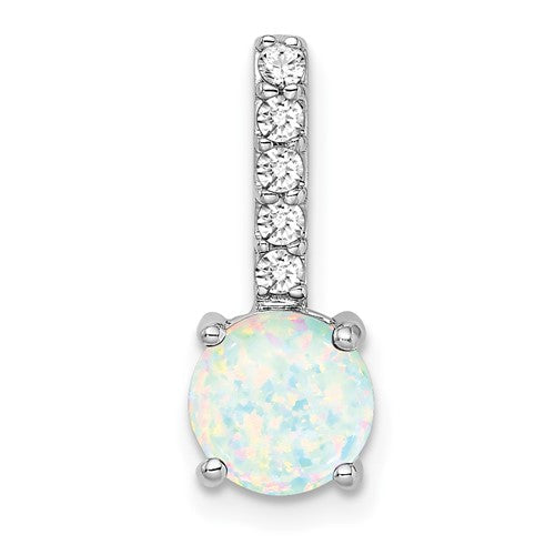 14k-white-gold-round-created-opal-and-diamond-pendant-SolomonJeweler-Wichita-KS-CustomJewelry