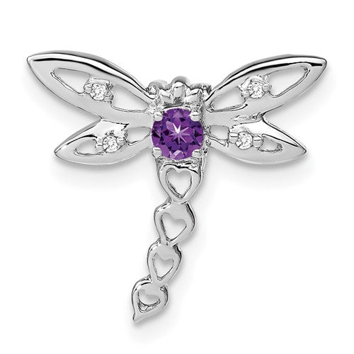 14k-white-gold-amethyst-and-diamond-dragonfly-chain-slide-SolomonJeweler-Wichita-KS-CustomJewelry