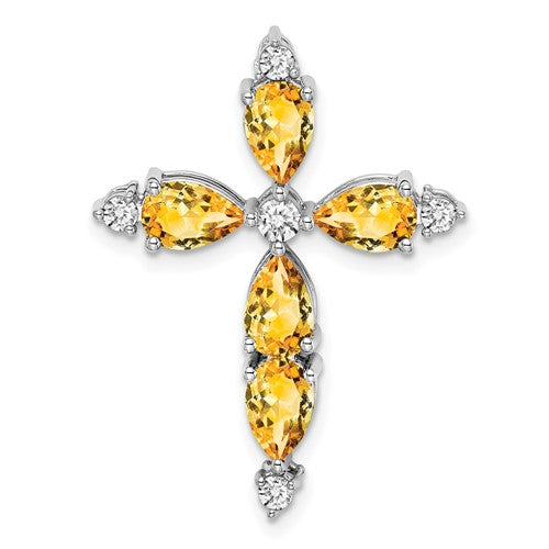 14k-white-gold-citrine-and-diamond-cross-chain-slide-SolomonJeweler-Wichita-KS-CustomJewelry