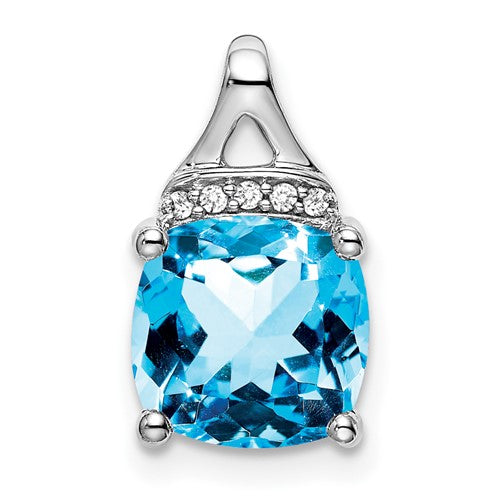 14k-white-gold-cushion-blue-topaz-and-diamond-pendant-SolomonJeweler-Wichita-KS-CustomJewelry