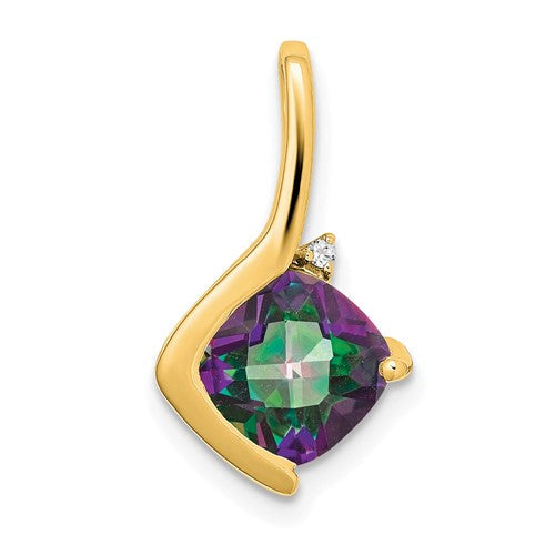 14k-cushion-mystic-fire-topaz-and-diamond-pendant-SolomonJeweler-Wichita-KS-CustomJewelry