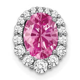 14k-white-gold-oval-creat-pink-sapphire-diamond-halo-chain-slide-SolomonJeweler-Wichita-KS-CustomJewelry