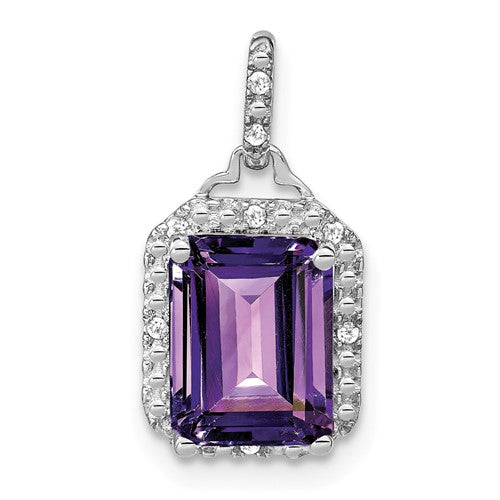 14k-white-gold-emerald-cut-amethyst-and-diamond-halo-pendant-SolomonJeweler-Wichita-KS-CustomJewelry