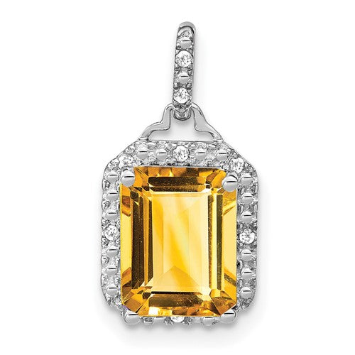 14k-white-gold-emerald-cut-citrine-and-diamond-halo-pendant-SolomonJeweler-Wichita-KS-CustomJewelry