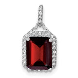 14k-white-gold-emerald-cut-garnet-and-diamond-halo-pendant-SolomonJeweler-Wichita-KS-CustomJewelry