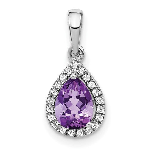 14k-white-gold-pear-amethyst-and-diamond-halo-pendant-SolomonJeweler-Wichita-KS-CustomJewelry
