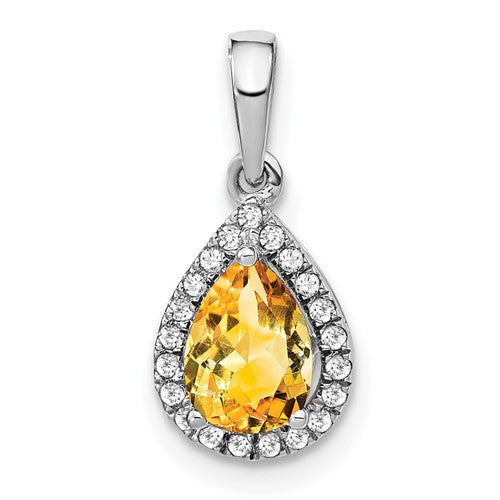14k-white-gold-pear-citrine-and-diamond-halo-pendant-SolomonJeweler-Wichita-KS-CustomJewelry