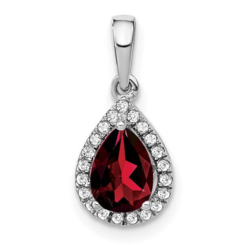 14k-white-gold-pear-garnet-and-diamond-halo-pendant-SolomonJeweler-Wichita-KS-CustomJewelry