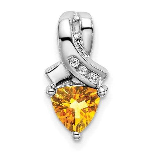 14k-white-gold-trillion-citrine-and-diamond-pendant-SolomonJeweler-Wichita-KS-CustomJewelry