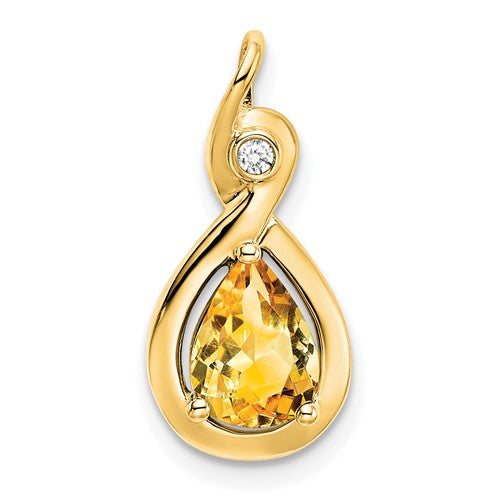 14k-pear-citrine-and-diamond-pendant-SolomonJeweler-Wichita-KS-CustomJewelry