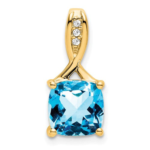14k-cushion-blue-topaz-and-diamond-pendant-SolomonJeweler-Wichita-KS-CustomJewelry