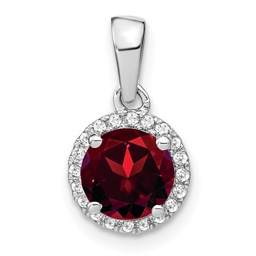14k-white-gold-garnet-and-diamond-halo-pendant-SolomonJeweler-Wichita-KS-CustomJewelry