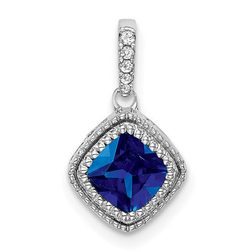 14k-white-gold-cushion-sapphire-and-diamond-pendant-SolomonJeweler-Wichita-KS-CustomJewelry