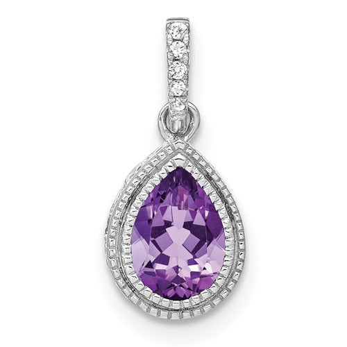 14k-white-gold-pear-amethyst-and-diamond-pendant-SolomonJeweler-Wichita-KS-CustomJewelry