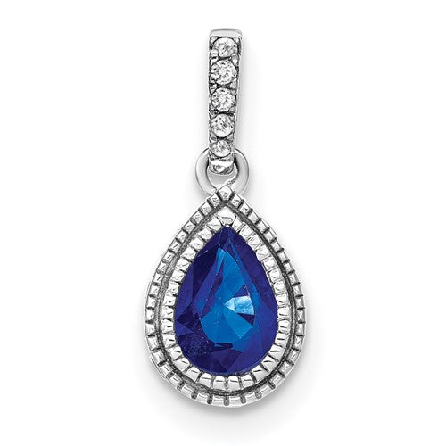 14k-white-gold-pear-sapphire-and-diamond-pendant-SolomonJeweler-Wichita-KS-CustomJewelry