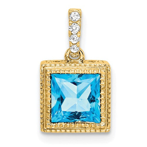 14k-square-blue-topaz-and-diamond-pendant-SolomonJeweler-Wichita-KS-CustomJewelry