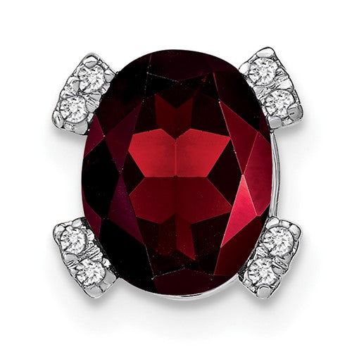 14k-white-gold-oval-garnet-and-diamond-chain-slide-SolomonJeweler-Wichita-KS-CustomJewelry