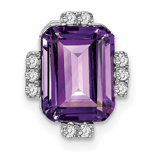 14k-white-gold-octagon-amethyst-and-diamond-chain-slide-SolomonJeweler-Wichita-KS-CustomJewelry