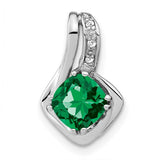 14k-white-gold-created-emerald-and-diamond-chain-slide-pendant-SolomonJeweler-Wichita-KS-CustomJewelry