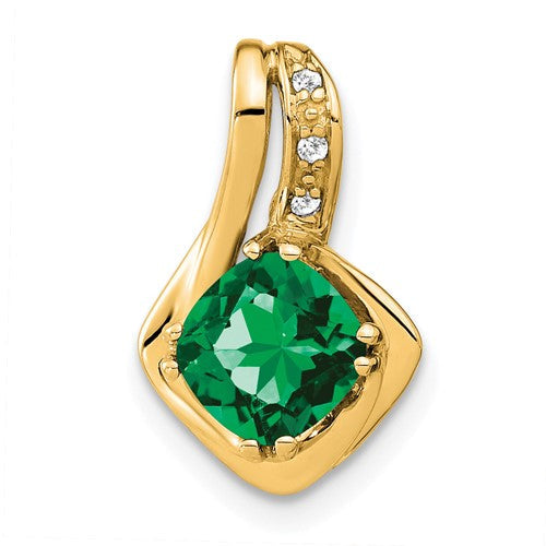 14k-created-emerald-and-diamond-chain-slide-pendant-SolomonJeweler-Wichita-KS-CustomJewelry