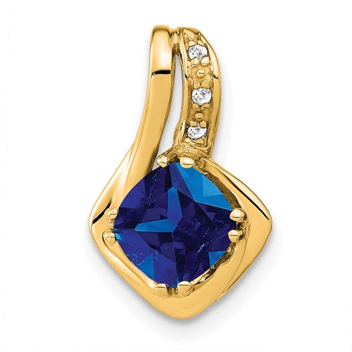 14k-created-sapphire-and-diamond-chain-slide-pendant-SolomonJeweler-Wichita-KS-CustomJewelry