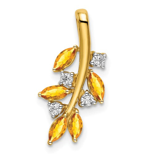 14k-citrine-and-diamond-leaves-pendant-SolomonJeweler-Wichita-KS-CustomJewelry