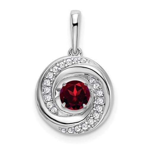 14k-white-gold-round-garnet-and-diamond-pendant-SolomonJeweler-Wichita-KS-CustomJewelry