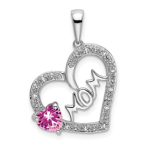 14k-white-gold-pink-sapphire-and-diamond-mom-heart-pendant-SolomonJeweler-Wichita-KS-CustomJewelry