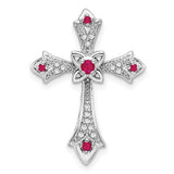 14k-white-gold-ruby-and-diamond-fleur-de-lis-cross-chain-slide-SolomonJeweler-Wichita-KS-CustomJewelry