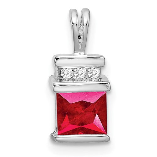 14k-white-gold-square-ruby-and-diamond-pendant-SolomonJeweler-Wichita-KS-CustomJewelry