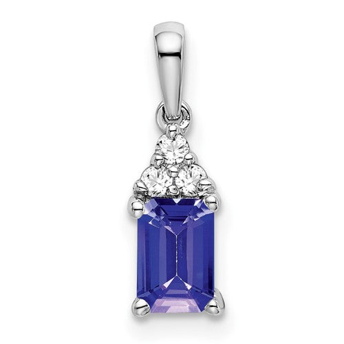 14k-white-gold-emerald-shape-tanzanite-and-diamond-pendant-SolomonJeweler-Wichita-KS-CustomJewelry