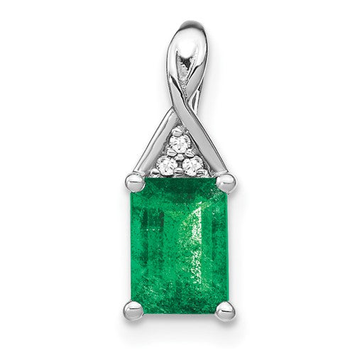 14k-white-gold-rectangle-emerald-and-diamond-pendant-SolomonJeweler-Wichita-KS-CustomJewelry